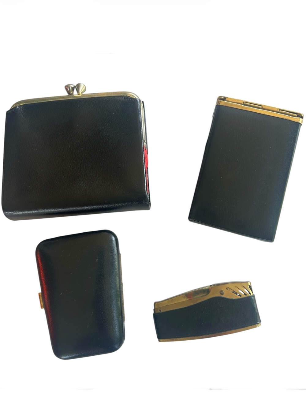 Vintage Rose Embroidered Wallet Key Case Cigarette Case & Lighter Set - Picture 2 of 14